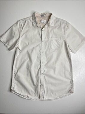 Calvin Klein Classic Fit 100% Cotton White Short Sleeve Button Down Size M